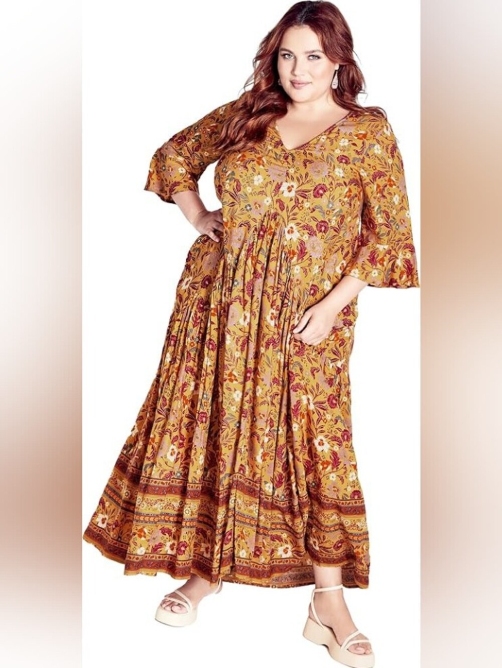 Mustard Floral Maxi Dress